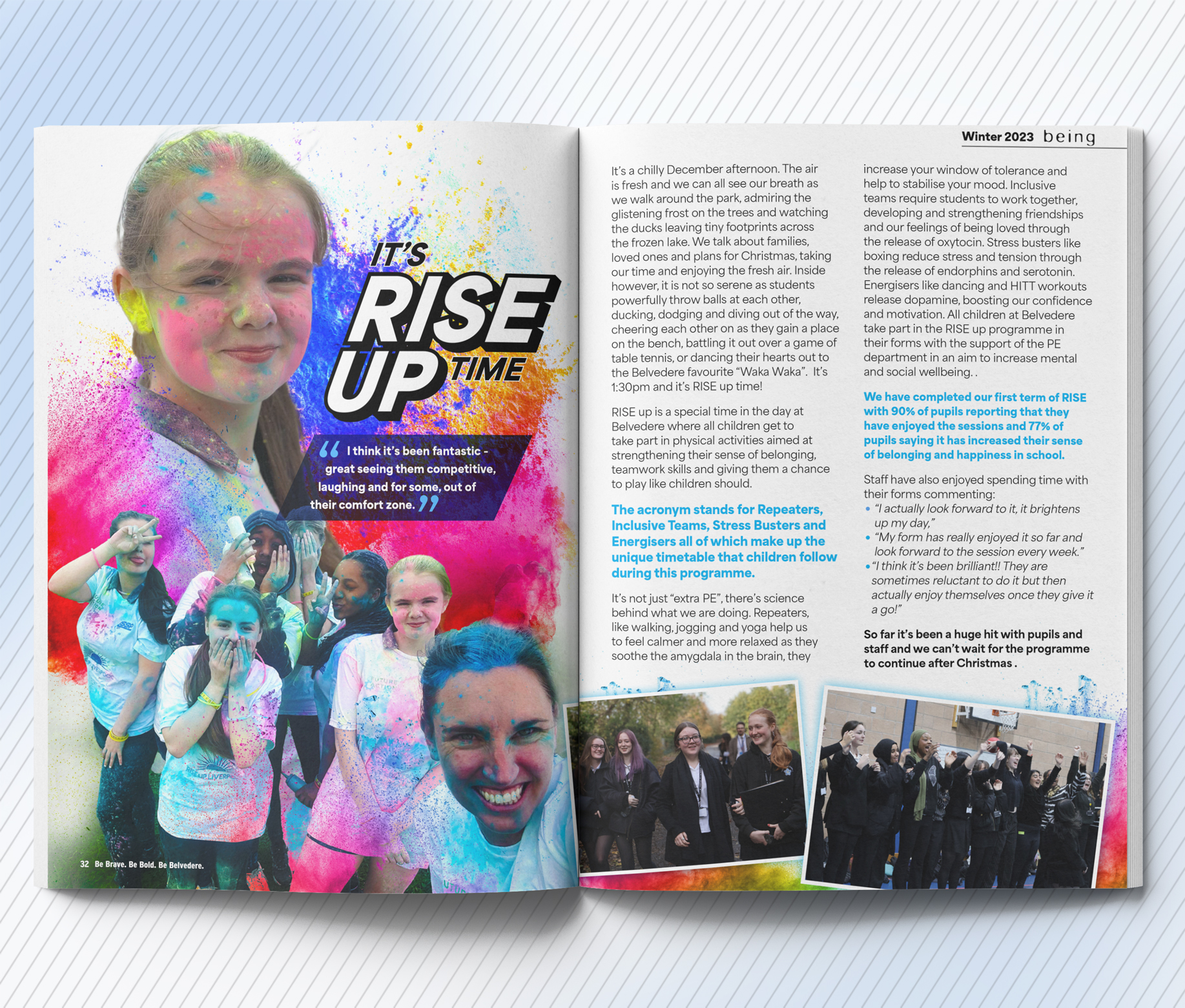Belvedere Academy ezine magazine spread Being Spring 2024 Rise Up